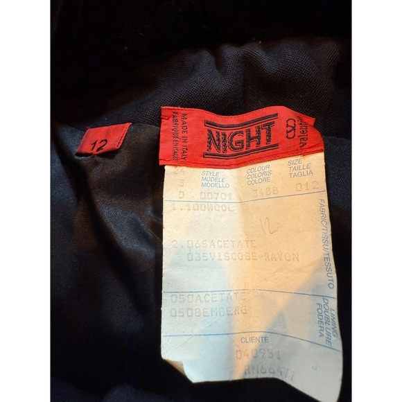 Valentino Night Jacket‎ Velvet Trim Vintage 90s Wool | Black | Size 12 - Picture 6 of 14